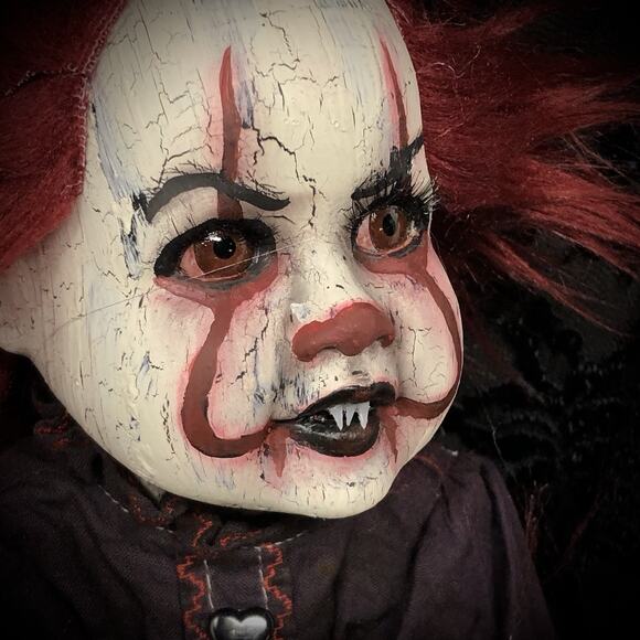 OOAK Creepy Odd 17 “ Haunted Ghost Clown Doll Scary Halloween Horror Art Doll - Picture 3 of 16